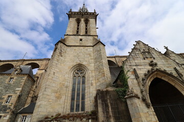 Fototapeta na wymiar L'église Saint Melaine, de style gothique flamboyant, ville de Morlaix, département du finistère, Bretagne, France
