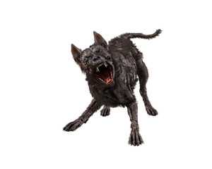 3D rendering of a fierce zombie dog in aggressive pose isolated. © IG Digital Arts