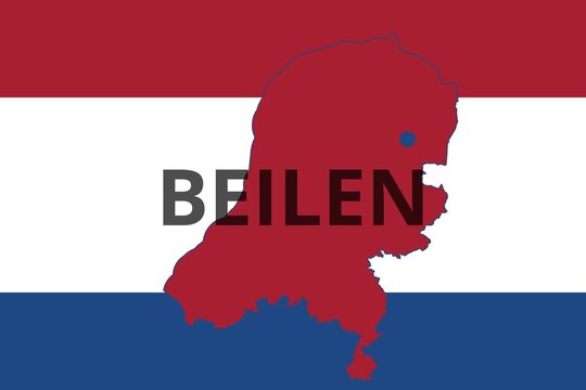 Beilen: Illustration mit dem Namen der niederl&auml;ndischen Stadt Beilen in der Provinz Drenthe