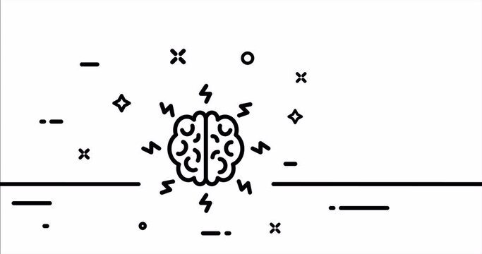 Pump your brain. Creativity, inspiration, motivation, knowledge, cognition, philosophy. Psychology concept. One line drawing animation. Motion design. Animated technology logo. Video 4K