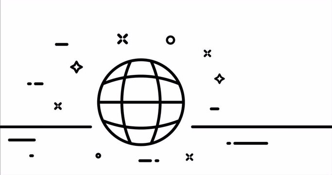 Web site. World with www text, earth, planet, network, site, World Wide Web, internet protocols. Connection concept. One line drawing animation. Motion design. Animated technology logo. Video 4K