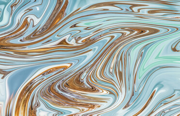 Abstract colorful liquid background in blue and brown shades.