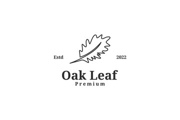 Line oak leaf logo design vector template illustration