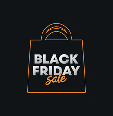 Vector shopping bag illustration for Black Friday. Promo design, social media, sales, advertising, ads