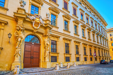 The side wing of Stadtpalais Liechtenstein with scenic entrance portal, Vienna, Austria