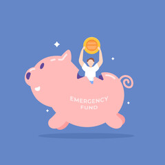 emergency fund. a businessman took money from a piggy bank because there was an emergency. spare money. Financial Problem. savings. concept illustration design. design elements for websites, posters