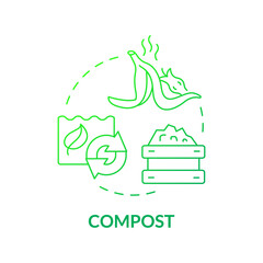 Compost green gradient concept icon. Organic Trash. Recycled garbage. Minimize waste abstract idea thin line illustration. Isolated outline drawing