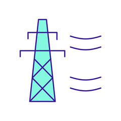 Adeptness of transmission lines RGB color icon. Smart grid integration. Power distribution equipment. Isolated raster illustration. Simple filled line drawing