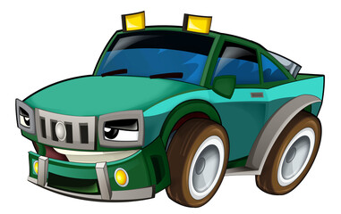 Plakat cool looking cartoon offroad car isolated illustration for children