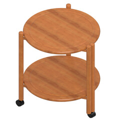 3d rendering illustration of a wooden circular side table