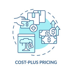 Cost-plus pricing turquoise concept icon. Adding profit percentage abstract idea thin line illustration. Isolated outline drawing