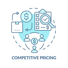 Competitive pricing turquoise concept icon. Competitor price monitoring abstract idea thin line illustration. Isolated outline drawing
