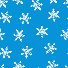 Fototapeta na wymiar Seamless pattern with snowflakes on a blue background Christmas pattern. Winter picture