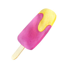 watercolor drawing of  ice cream, fruit ice