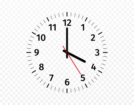 3d clock face arrow, transparent background. Hours, minutes and second hand on blank wall, realistic round mockup, time scale, schedule element. Modern office watches vector isolated concept