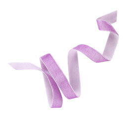 Twisted pink velvet ribbon isolated on white