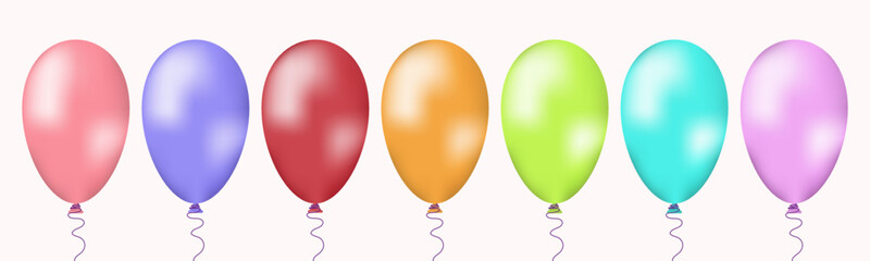 Balloons isolated on white background. Balloons colorful, party decorations, realistic vector illustration.