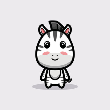 art illustration design concept mascot symbol icon cute animal of zebra