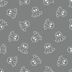 Halloween ghost spirit doodle line art pattern