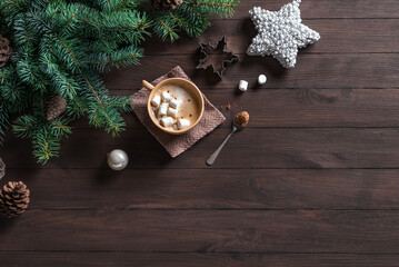 Christmas winter background with coffee - Powered by Adobe