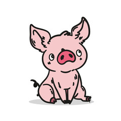 Art illustration design concept symbol icon animals of pig hog