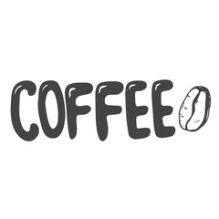 Doodle coffee lettering. Coffee word, phrase