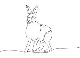 Tolai Hare, bunny one line art. Continuous line drawing of pet, mammal, breed, zodiac, china, oriental, domestic, easter, bunny, animal, year new, 2023, hare.