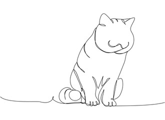Scottish Fold Cat one line art. Continuous line drawing of pet, mammal, kitten, purebred, breed, friendship, kitty, friend, pedigree, character.