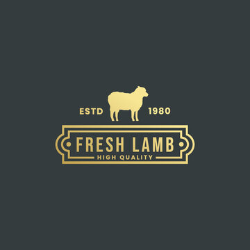 Fresh Lamb Logo Vector or Simple Fresh Lamb Label Vector. Elegant lamb logo design for premium products. Perfect for sheep farm logos.