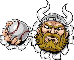 Viking Baseball Ball Sports Mascot Cartoon