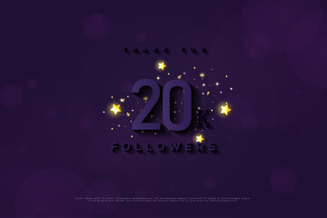 20k followers on dark purple background.