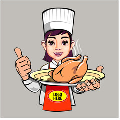 vector illustration, beautiful cef, as the mascot for the fried chicken culinary business.