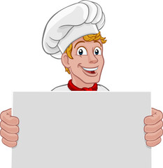Chef Cook Baker Sign Cartoon