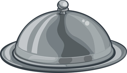 Silver Plate Platter Domed Cloche Food Cartoon