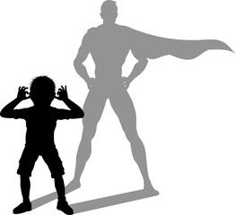 Superhero Child Kid With Super Hero Shadow