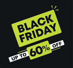 60% off. Black friday sale. Vector special offer, promotion for stores, retail