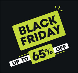 65% off. Black friday sale. Vector special offer, promotion for stores, retail