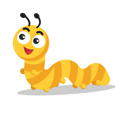 art illustration symbol macot animal icon design nature concept insect of yellow caterpillars