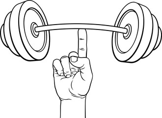 Weight Lifting Hand Finger Holding Barbell Concept