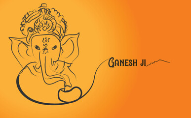 Lord ganesha lineart design with text
