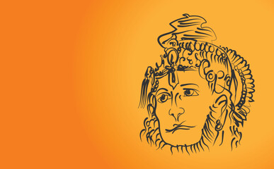 lord hanuman lineart gradient background