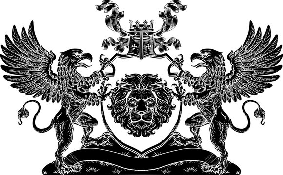 Crest Griffon Horse Coat of Arms Lion Royal Shield