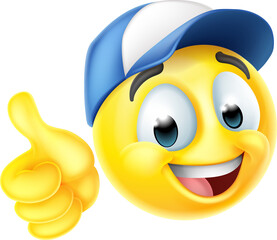 Cartoon Emoji Emoticon Face Wearing A Cap Hat