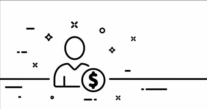 Man with dollar. Button delete, pattern, paid information, private, file, Take away. File concept. One line drawing animation. Motion design. Animated technology logo. Video 4K