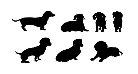 set of dachshund silhouettes