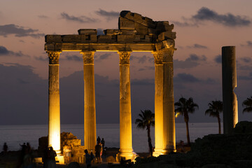 Apollon Temple in the Sunset Time, Side Antique City Antalya, Turkey
