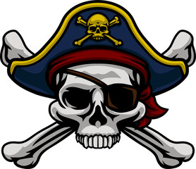 Pirate Hat Skull and Crossbones Cartoon