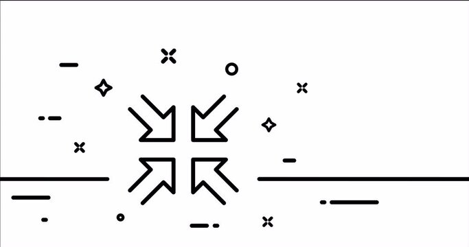 Zoom out button with arrows. View, player, window control panel, scale, minimize, maximize, decrease. Technology concept. One line drawing animation. Motion design. Animated technology logo. Video 4K