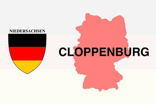 Cloppenburg: Illustration mit dem Ortsnamen der deutschen Stadt Cloppenburg im Bundesland Niedersachsen