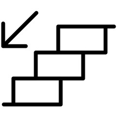 Stair, Down, Downstairs, Navigation, Orientation, Sign, Stairs, Steps, icon, line, stroke, arrow